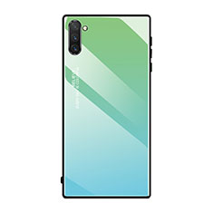 Coque Rebord Contour Silicone et Vitre Miroir Housse Etui Degrade Arc en Ciel H01 pour Samsung Galaxy Note 10 Vert