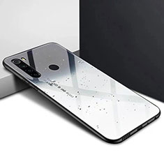 Coque Rebord Contour Silicone et Vitre Miroir Housse Etui Degrade Arc en Ciel H01 pour Xiaomi Redmi Note 8T Argent