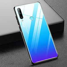 Coque Rebord Contour Silicone et Vitre Miroir Housse Etui Degrade Arc en Ciel H02 pour Huawei Honor 20 Lite Bleu Ciel