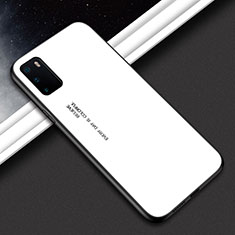 Coque Rebord Contour Silicone et Vitre Miroir Housse Etui Degrade Arc en Ciel H02 pour Huawei Honor View 30 Pro 5G Blanc