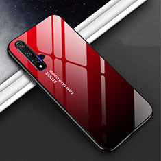 Coque Rebord Contour Silicone et Vitre Miroir Housse Etui Degrade Arc en Ciel H02 pour Huawei Nova 5 Rouge