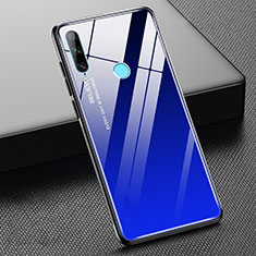 Coque Rebord Contour Silicone et Vitre Miroir Housse Etui Degrade Arc en Ciel H02 pour Huawei P Smart+ Plus (2019) Bleu