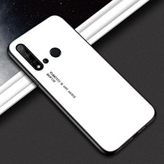 Coque Rebord Contour Silicone et Vitre Miroir Housse Etui Degrade Arc en Ciel H02 pour Huawei P20 Lite (2019) Blanc