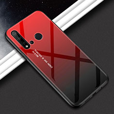 Coque Rebord Contour Silicone et Vitre Miroir Housse Etui Degrade Arc en Ciel H02 pour Huawei P20 Lite (2019) Rouge