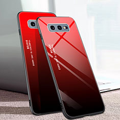 Coque Rebord Contour Silicone et Vitre Miroir Housse Etui Degrade Arc en Ciel H02 pour Samsung Galaxy S10e Rouge