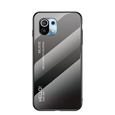 Coque Rebord Contour Silicone et Vitre Miroir Housse Etui Degrade Arc en Ciel H02 pour Xiaomi Mi 11 Lite 5G Gris