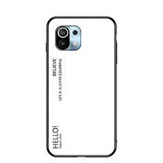 Coque Rebord Contour Silicone et Vitre Miroir Housse Etui Degrade Arc en Ciel H02 pour Xiaomi Mi 11 Lite 5G NE Blanc