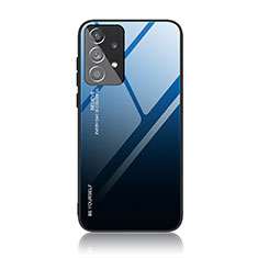 Coque Rebord Contour Silicone et Vitre Miroir Housse Etui Degrade Arc en Ciel JD1 pour Samsung Galaxy A33 5G Bleu