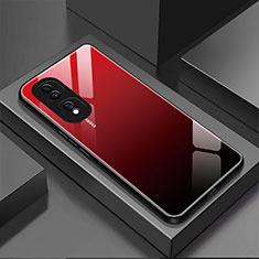 Coque Rebord Contour Silicone et Vitre Miroir Housse Etui Degrade Arc en Ciel JM1 pour Huawei Honor 80 Pro 5G Rouge