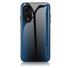 Coque Rebord Contour Silicone et Vitre Miroir Housse Etui Degrade Arc en Ciel JM1 pour Huawei Honor X5 Plus Bleu