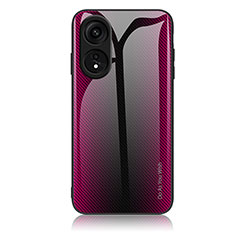 Coque Rebord Contour Silicone et Vitre Miroir Housse Etui Degrade Arc en Ciel JM1 pour Huawei Honor X5 Plus Rose Rouge