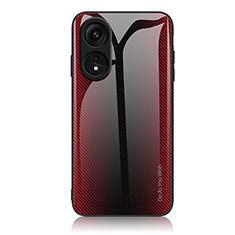 Coque Rebord Contour Silicone et Vitre Miroir Housse Etui Degrade Arc en Ciel JM1 pour Huawei Honor X5 Plus Rouge