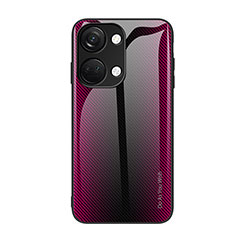 Coque Rebord Contour Silicone et Vitre Miroir Housse Etui Degrade Arc en Ciel JM1 pour OnePlus Nord 3 5G Rose Rouge