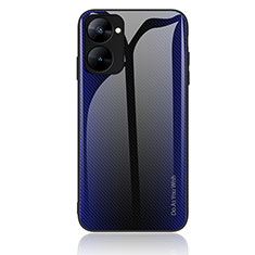 Coque Rebord Contour Silicone et Vitre Miroir Housse Etui Degrade Arc en Ciel JM1 pour Realme 10S 5G Bleu Royal