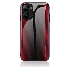 Coque Rebord Contour Silicone et Vitre Miroir Housse Etui Degrade Arc en Ciel JM1 pour Realme 10S 5G Rouge