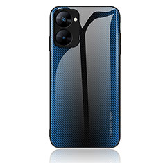 Coque Rebord Contour Silicone et Vitre Miroir Housse Etui Degrade Arc en Ciel JM1 pour Realme V20 5G Bleu