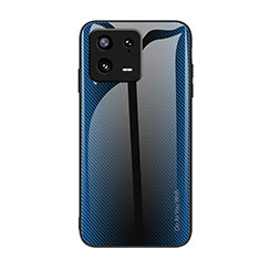 Coque Rebord Contour Silicone et Vitre Miroir Housse Etui Degrade Arc en Ciel JM1 pour Xiaomi Mi 13 5G Bleu