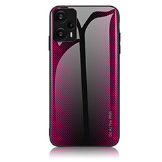 Coque Rebord Contour Silicone et Vitre Miroir Housse Etui Degrade Arc en Ciel JM1 pour Xiaomi Poco F5 5G Rose Rouge