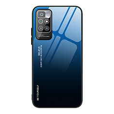 Coque Rebord Contour Silicone et Vitre Miroir Housse Etui Degrade Arc en Ciel JM1 pour Xiaomi Redmi Note 11 4G (2021) Bleu