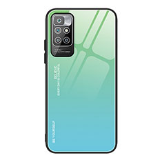 Coque Rebord Contour Silicone et Vitre Miroir Housse Etui Degrade Arc en Ciel JM1 pour Xiaomi Redmi Note 11 4G (2021) Bleu Clair