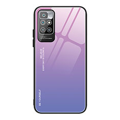 Coque Rebord Contour Silicone et Vitre Miroir Housse Etui Degrade Arc en Ciel JM1 pour Xiaomi Redmi Note 11 4G (2021) Violet Clair