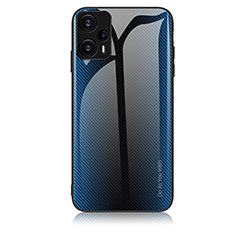 Coque Rebord Contour Silicone et Vitre Miroir Housse Etui Degrade Arc en Ciel JM1 pour Xiaomi Redmi Note 12 Turbo 5G Bleu