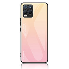 Coque Rebord Contour Silicone et Vitre Miroir Housse Etui Degrade Arc en Ciel JM2 pour Realme 8 4G Rose