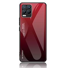 Coque Rebord Contour Silicone et Vitre Miroir Housse Etui Degrade Arc en Ciel JM2 pour Realme 8 4G Rouge