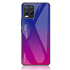 Coque Rebord Contour Silicone et Vitre Miroir Housse Etui Degrade Arc en Ciel JM2 pour Realme 8 4G Violet