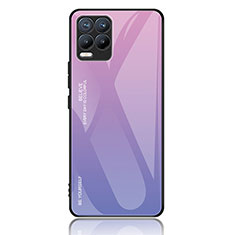 Coque Rebord Contour Silicone et Vitre Miroir Housse Etui Degrade Arc en Ciel JM2 pour Realme 8 4G Violet Clair