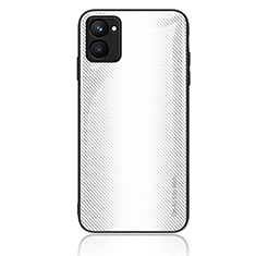 Coque Rebord Contour Silicone et Vitre Miroir Housse Etui Degrade Arc en Ciel JM2 pour Realme C33 (2023) Blanc