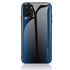 Coque Rebord Contour Silicone et Vitre Miroir Housse Etui Degrade Arc en Ciel JM2 pour Realme C33 (2023) Bleu