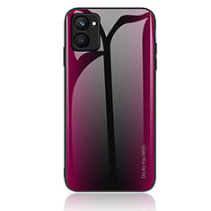 Coque Rebord Contour Silicone et Vitre Miroir Housse Etui Degrade Arc en Ciel JM2 pour Realme C33 Rose Rouge