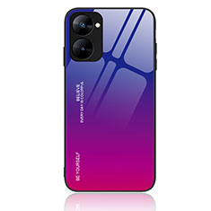 Coque Rebord Contour Silicone et Vitre Miroir Housse Etui Degrade Arc en Ciel JM2 pour Realme Q5x 5G Rose Rouge