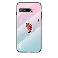 Coque Rebord Contour Silicone et Vitre Miroir Housse Etui Degrade Arc en Ciel LS1 pour Asus ROG Phone 3 Cyan