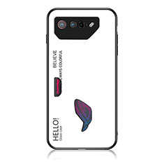 Coque Rebord Contour Silicone et Vitre Miroir Housse Etui Degrade Arc en Ciel LS1 pour Asus ROG Phone 7 Blanc