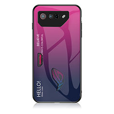 Coque Rebord Contour Silicone et Vitre Miroir Housse Etui Degrade Arc en Ciel LS1 pour Asus ROG Phone 7 Pro Rose Rouge