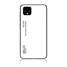 Coque Rebord Contour Silicone et Vitre Miroir Housse Etui Degrade Arc en Ciel LS1 pour Google Pixel 4 XL Blanc