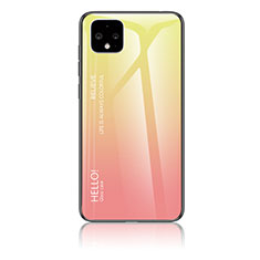 Coque Rebord Contour Silicone et Vitre Miroir Housse Etui Degrade Arc en Ciel LS1 pour Google Pixel 4 XL Jaune