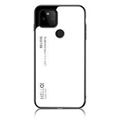 Coque Rebord Contour Silicone et Vitre Miroir Housse Etui Degrade Arc en Ciel LS1 pour Google Pixel 5a 5G Blanc