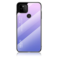 Coque Rebord Contour Silicone et Vitre Miroir Housse Etui Degrade Arc en Ciel LS1 pour Google Pixel 5a 5G Violet Clair