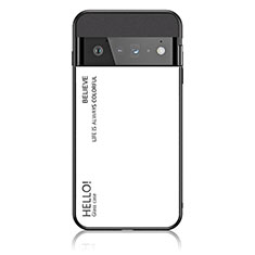 Coque Rebord Contour Silicone et Vitre Miroir Housse Etui Degrade Arc en Ciel LS1 pour Google Pixel 6 Pro 5G Blanc