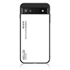 Coque Rebord Contour Silicone et Vitre Miroir Housse Etui Degrade Arc en Ciel LS1 pour Google Pixel 6a 5G Blanc