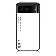 Coque Rebord Contour Silicone et Vitre Miroir Housse Etui Degrade Arc en Ciel LS1 pour Google Pixel 7 5G Blanc