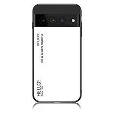 Coque Rebord Contour Silicone et Vitre Miroir Housse Etui Degrade Arc en Ciel LS1 pour Google Pixel 7 Pro 5G Blanc