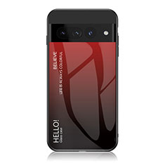 Coque Rebord Contour Silicone et Vitre Miroir Housse Etui Degrade Arc en Ciel LS1 pour Google Pixel 7 Pro 5G Rouge