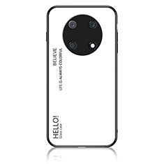 Coque Rebord Contour Silicone et Vitre Miroir Housse Etui Degrade Arc en Ciel LS1 pour Huawei Enjoy 50 Pro Blanc