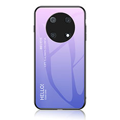 Coque Rebord Contour Silicone et Vitre Miroir Housse Etui Degrade Arc en Ciel LS1 pour Huawei Enjoy 50 Pro Violet Clair