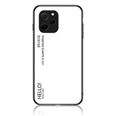 Coque Rebord Contour Silicone et Vitre Miroir Housse Etui Degrade Arc en Ciel LS1 pour Huawei Enjoy 50z Blanc