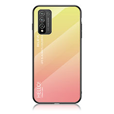 Coque Rebord Contour Silicone et Vitre Miroir Housse Etui Degrade Arc en Ciel LS1 pour Huawei Honor 10X Lite Jaune